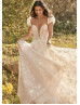 Ivory Star Lace Tulle Wedding Dress With Detachable Sleeves